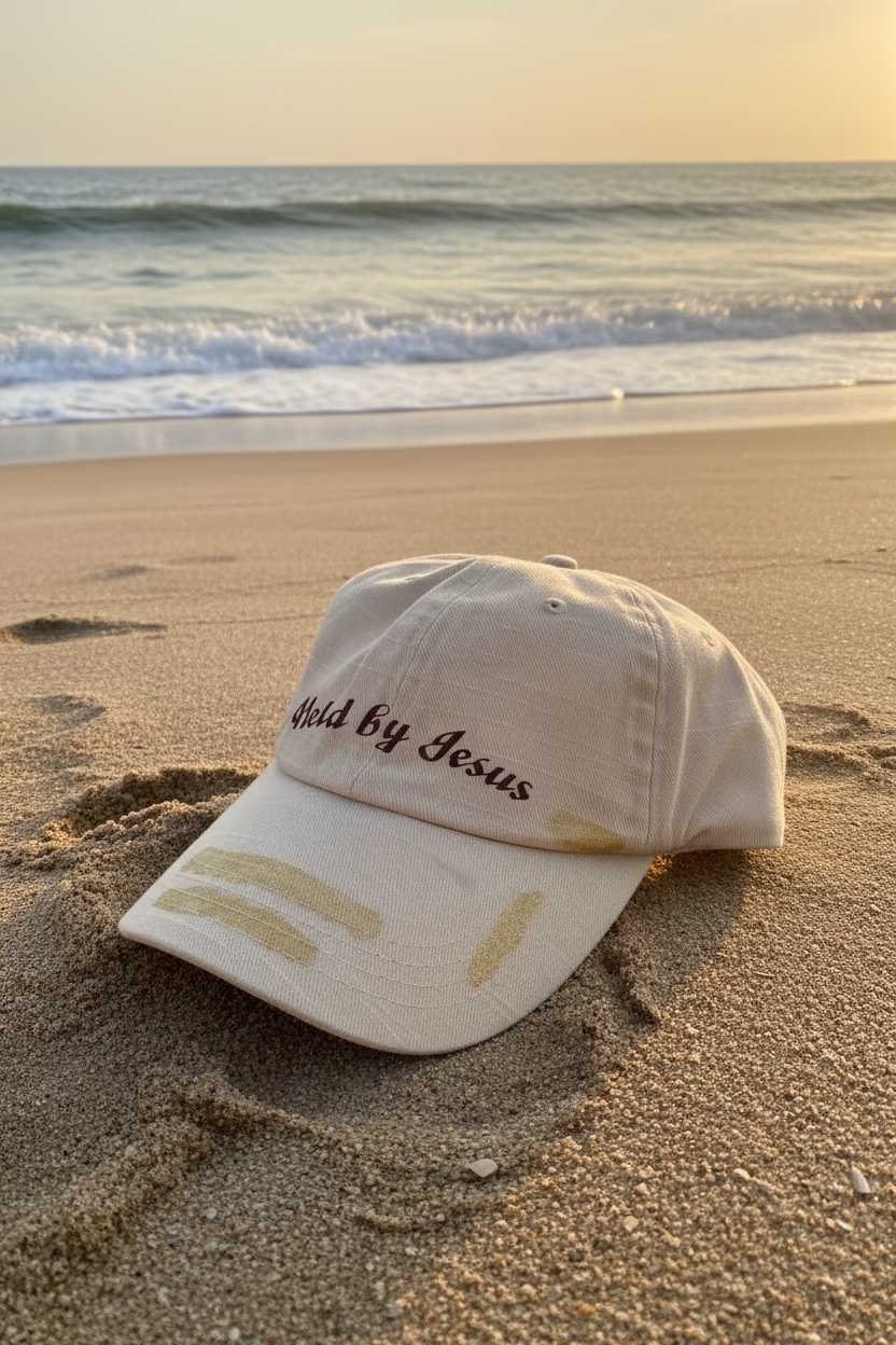 Held by Jesus or StoryWork Beige Hat